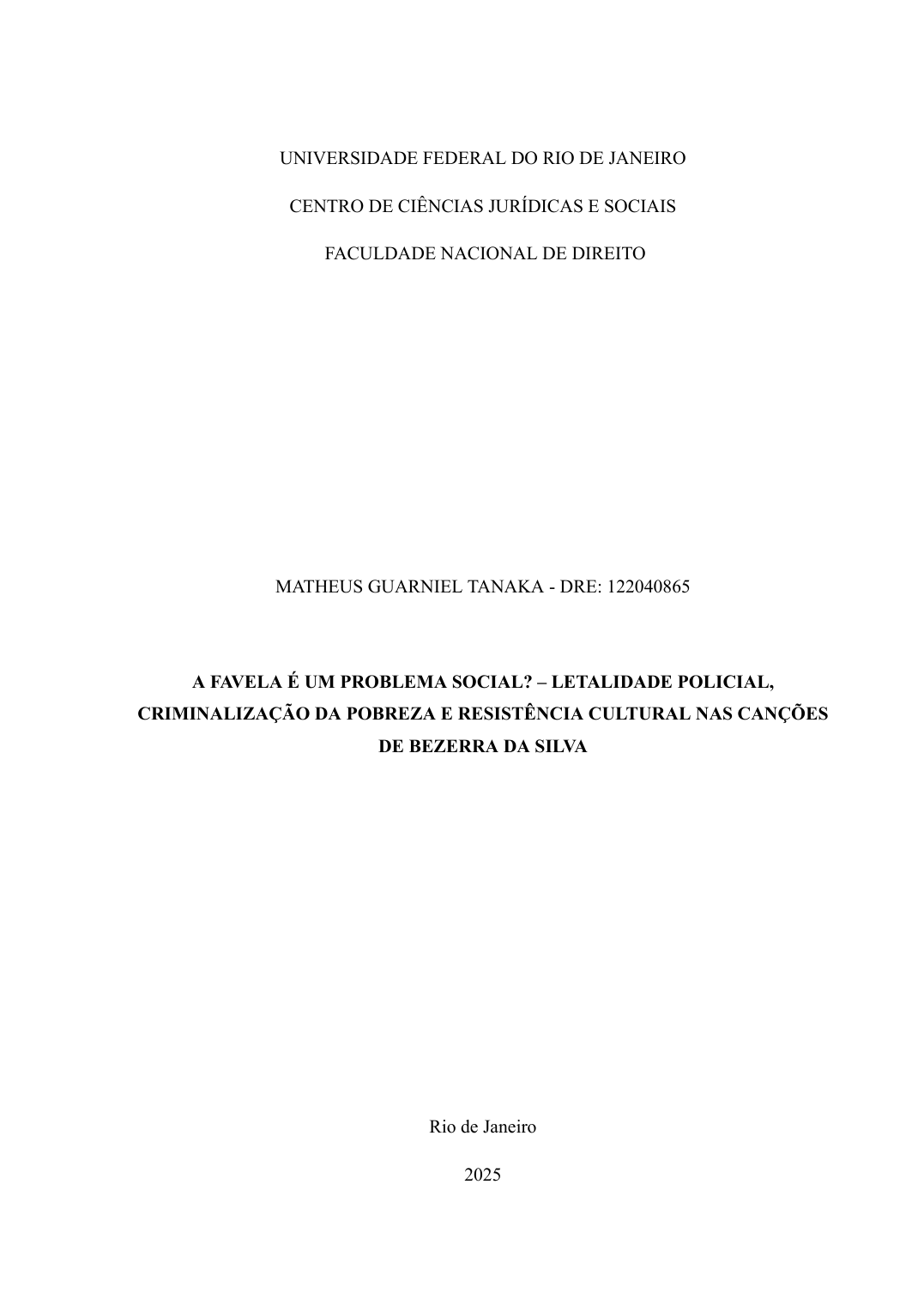 Capa de A favela é um problema social? — Letalidade policial, criminalização da pobreza e resistência cultural nas canções de Bezerra da Silva